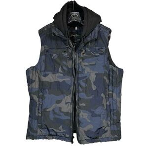 Sean John Blue Camo Hooded Vest